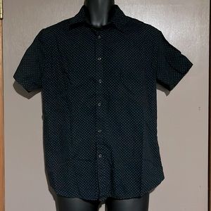Beverly Hills Polo Club navy blue short sleeve button down shirt